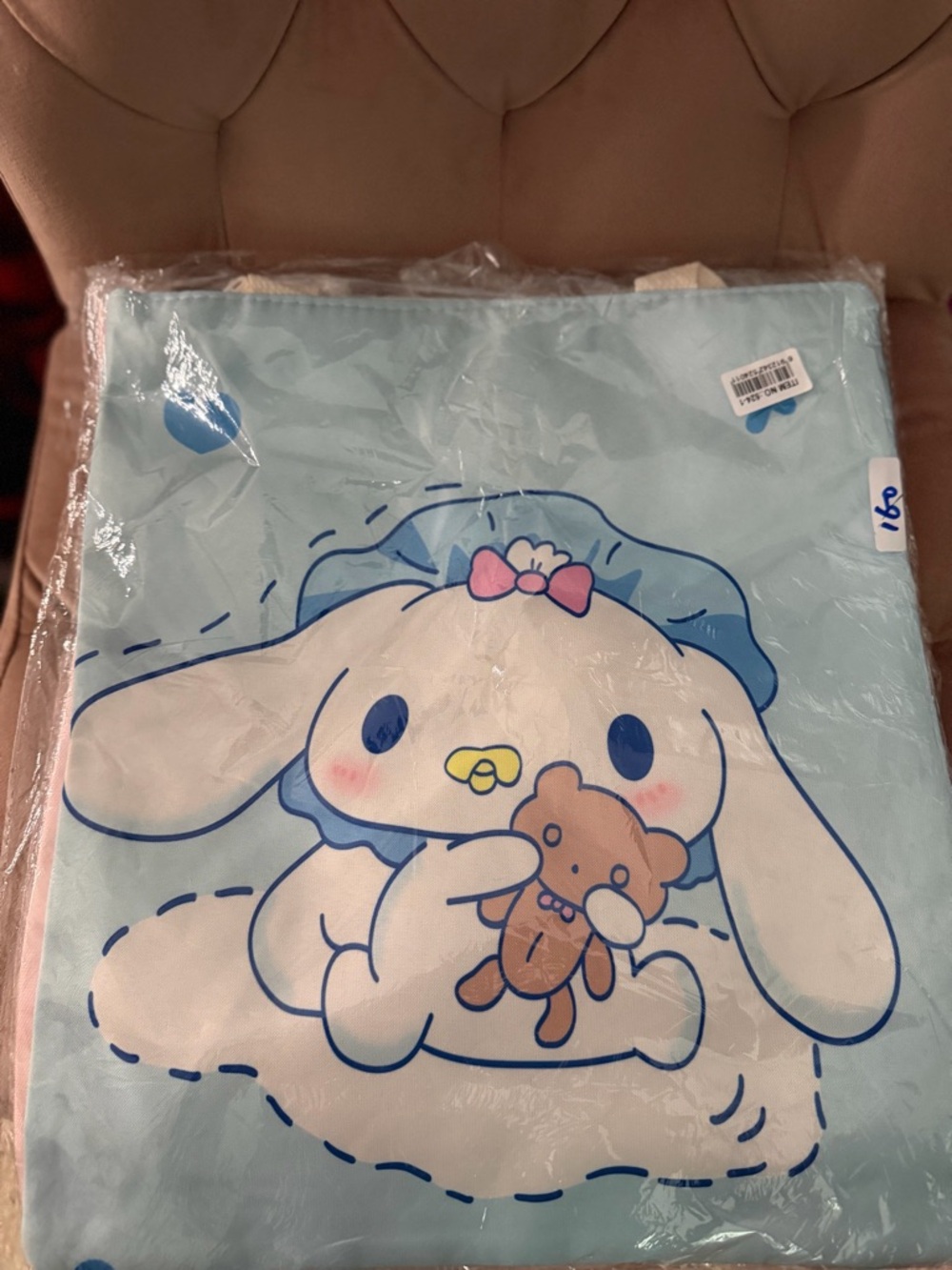 Cute Sanrio Blue Tote Bag with Teddy Print